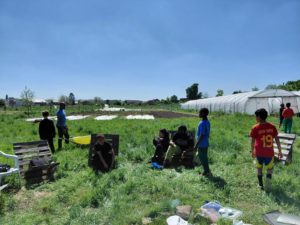 Les enfants de l'école de devoirs La Place en stage nature au printemps 2025